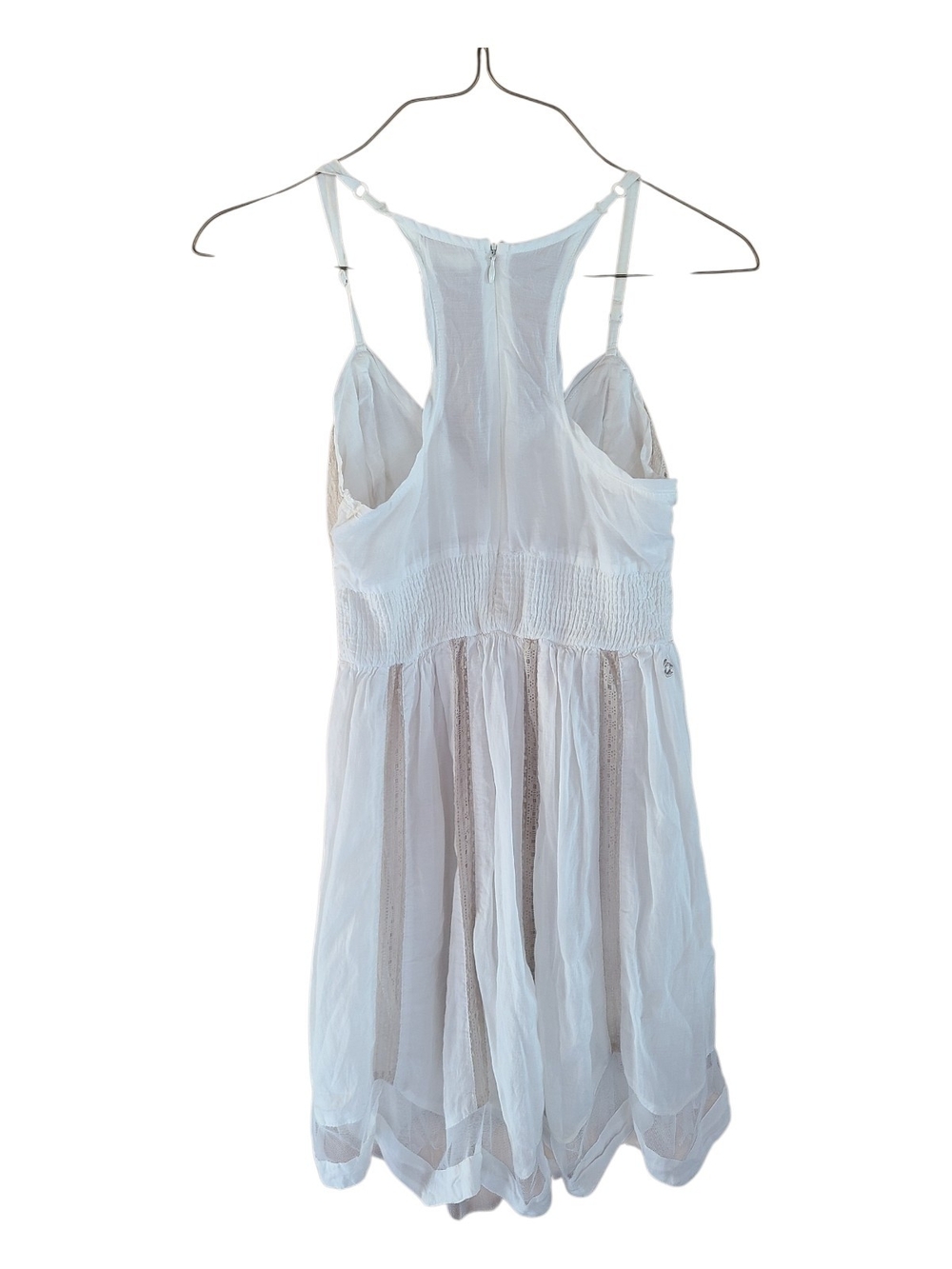 Billabong Cream Boho Babydoll Mini Dress Gauze Beach CoverUp Racerback Small - Picture 3 of 11